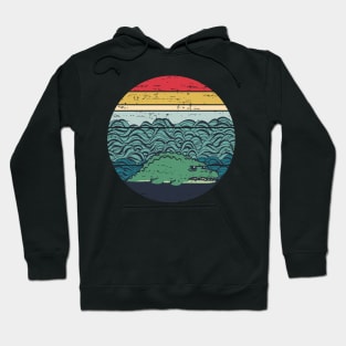 Funny Lazy Alligator Retro Sunset Distressed Vintage Rainbow Colors Hoodie